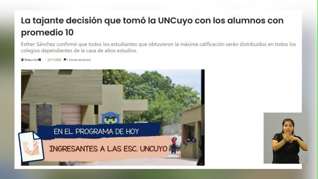 imagen Escuelas de la UNCUYO podrán tener a todos y todas las estudiantes con promedio 10 en sus aulas