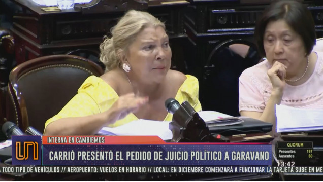 imagen Carrió presentó el pedido de juicio político a Garavano