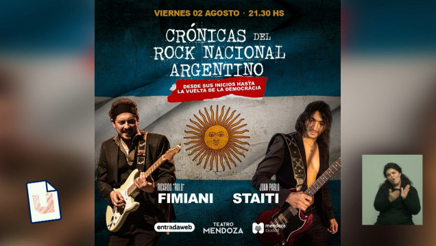 imagen Fimiani y Staiti presentan "Crónicas del rock nacional argentino" en el Teatro Mendoza