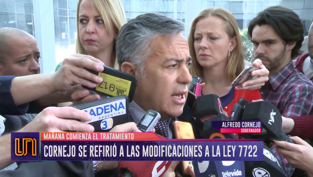 imagen Cornejo dijo que no obstaculizará los cambios a la Ley 7722